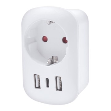 Reisiadapter USA jaoks 230V 2x USB-A + 1x USB-C