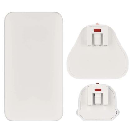 Reisiadapter USB-ühendusega ja vahetatavate pistikutega, GaN, 100–250V