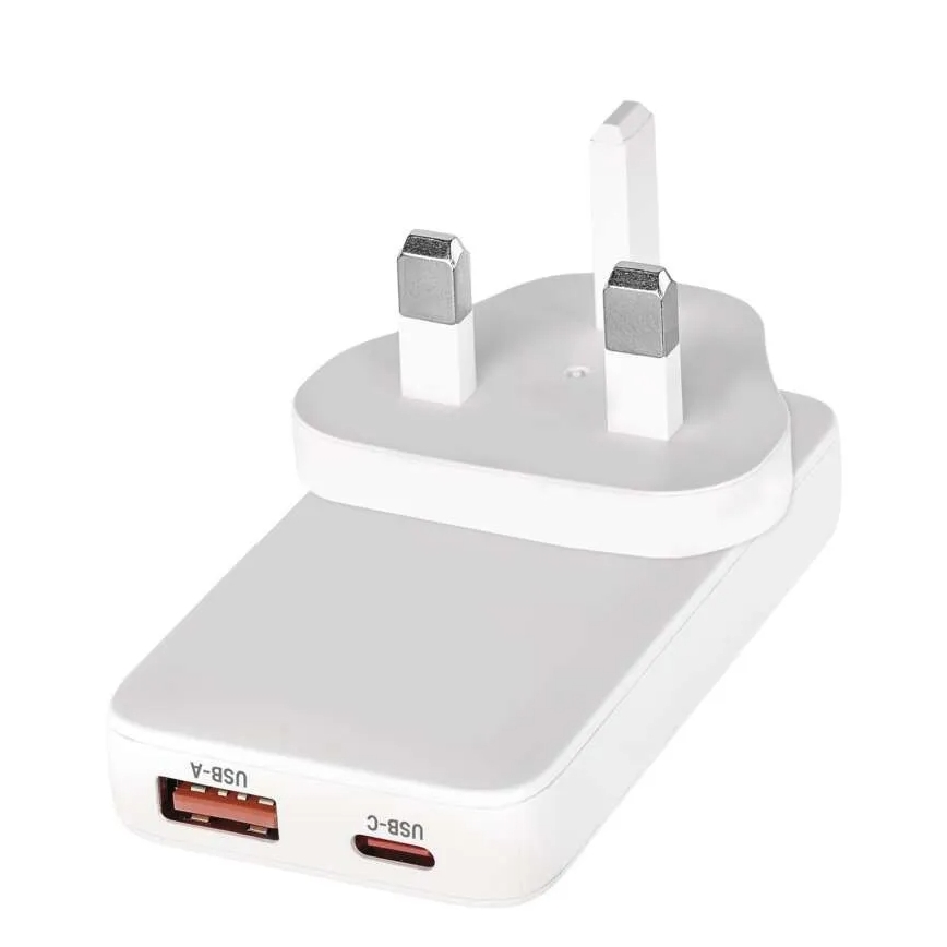 Reisiadapter USB-ühendusega ja vahetatavate pistikutega, GaN, 100–250V
