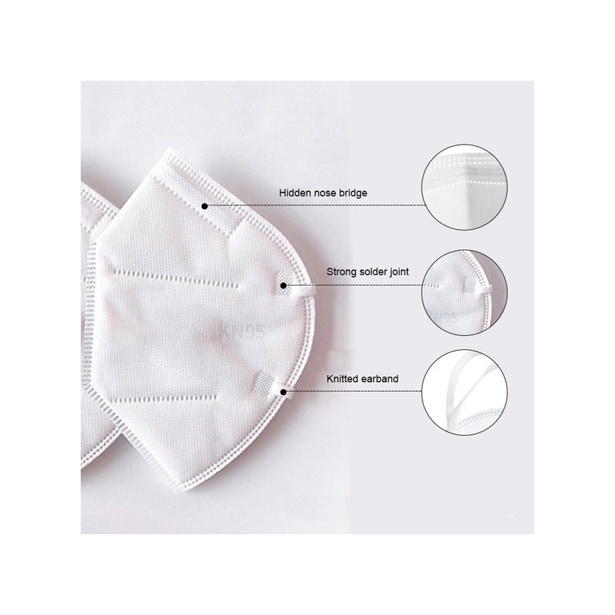 Respiraator 5 kihilise klapiga KN95 (FFP2), süsinikkiud