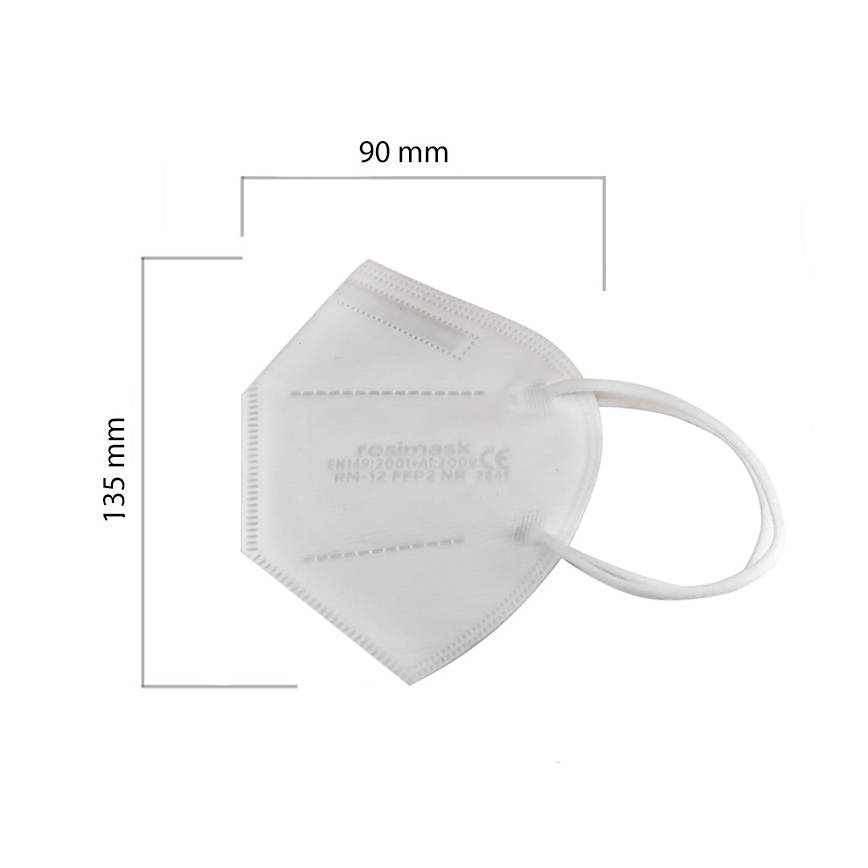 Respiraator - laste suurus FFP2 ROSIMASK MR-12 NR valge 50 tk