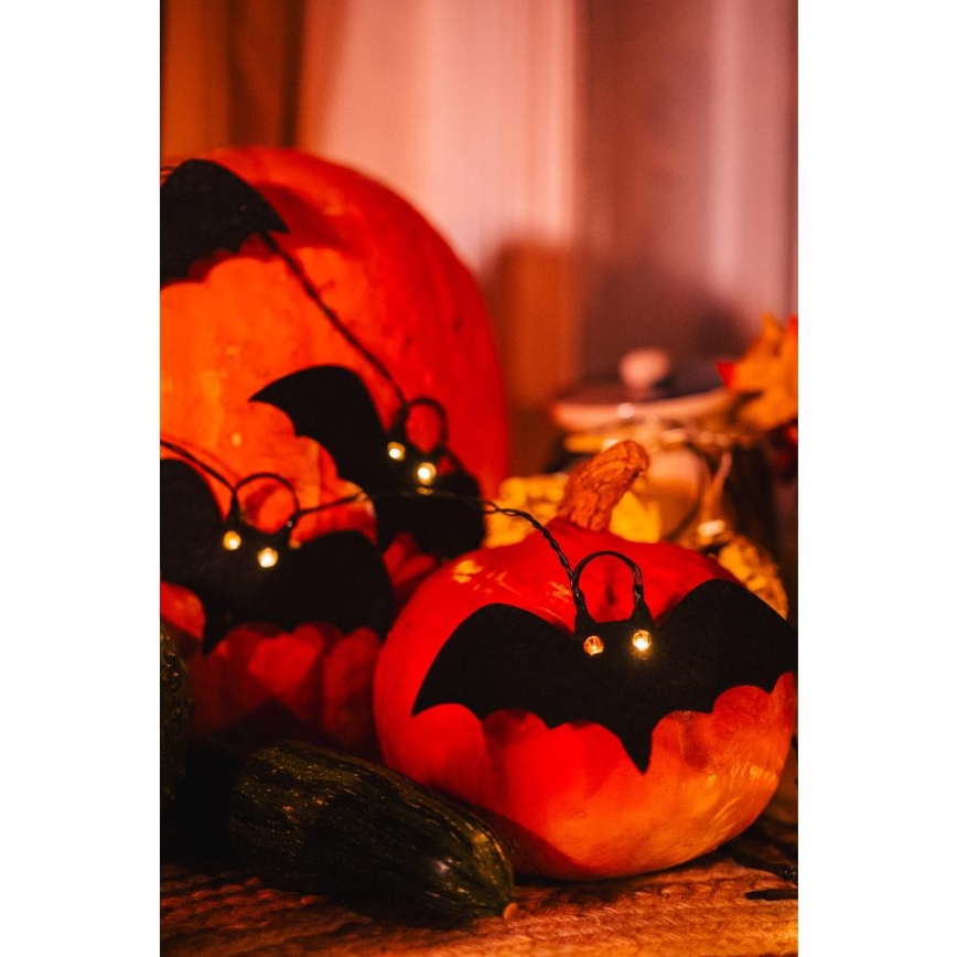 LED dekoratiivne kett HALLOWEEN 10xLED/2xAA/soe valge 1,3m nahkhiired
