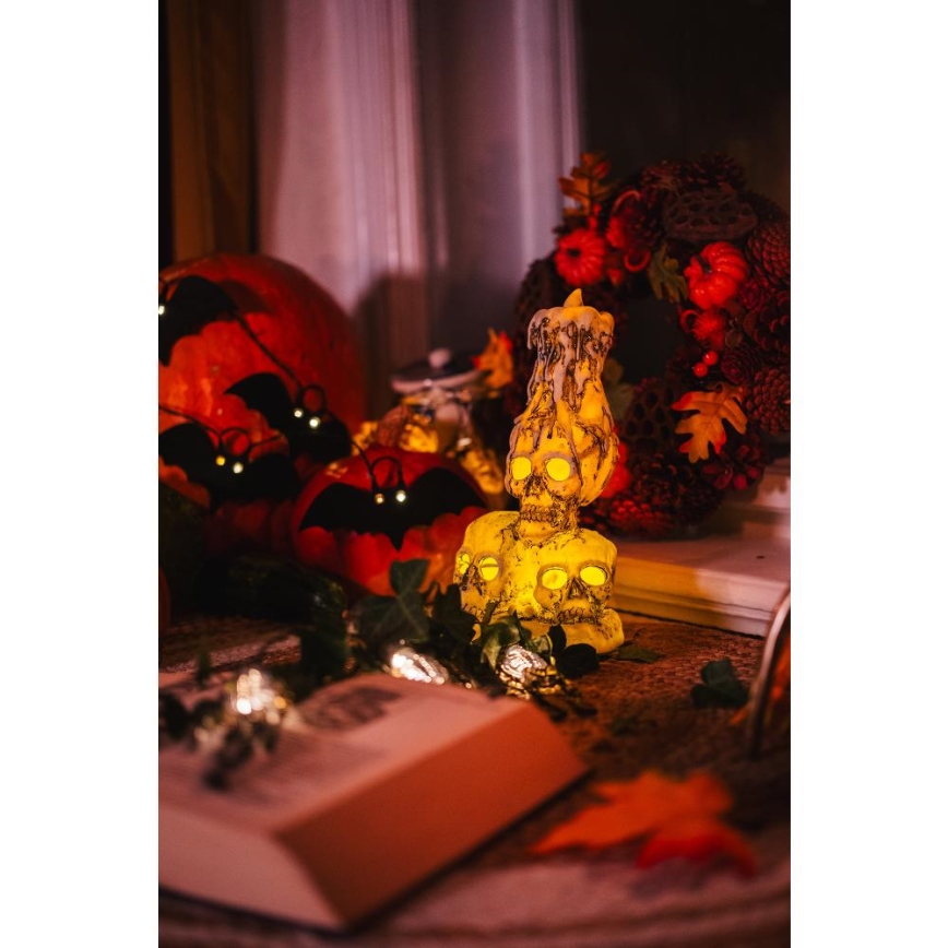 LED dekoratiivne kett HALLOWEEN 10xLED/2xAA/soe valge 1,3m nahkhiired