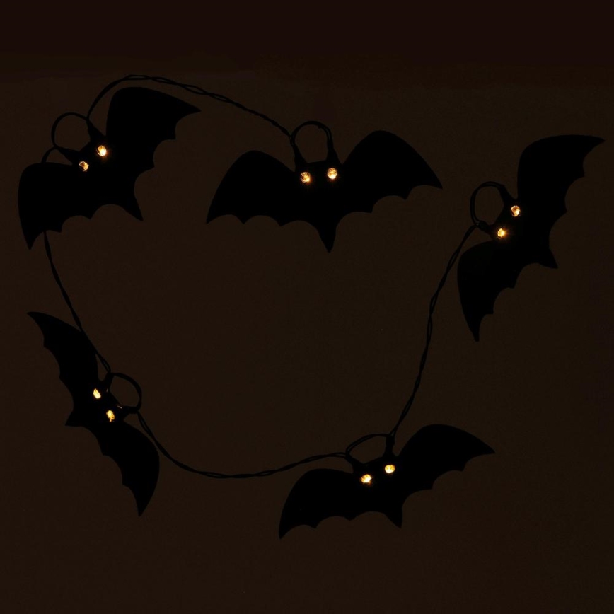 LED dekoratiivne kett HALLOWEEN 10xLED/2xAA/soe valge 1,3m nahkhiired