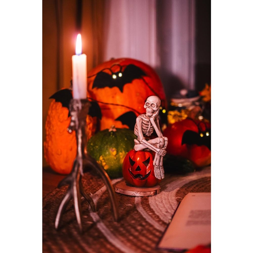 LED dekoratiivne kett HALLOWEEN 10xLED/2xAA/soe valge 1,3m nahkhiired