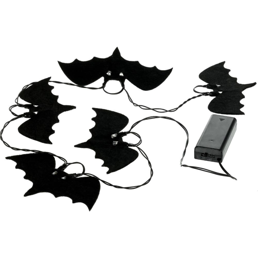 LED dekoratiivne kett HALLOWEEN 10xLED/2xAA/soe valge 1,3m nahkhiired