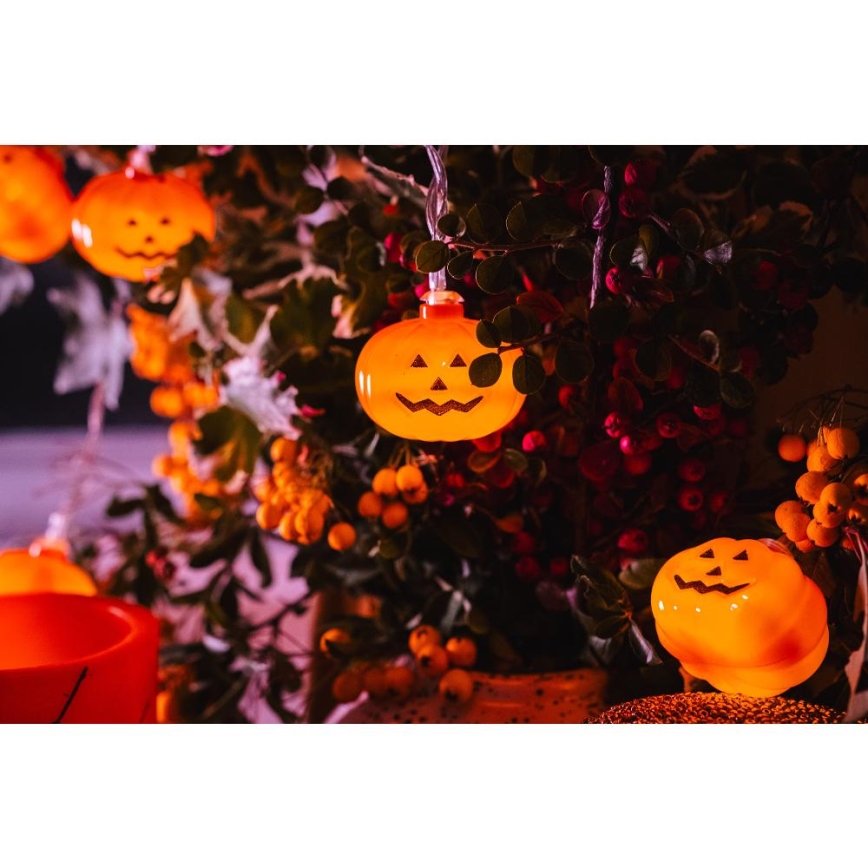 LED dekoratiivne kett HALLOWEEN 20xLED/3xAA/soe valge 3,3m kõrvitsad