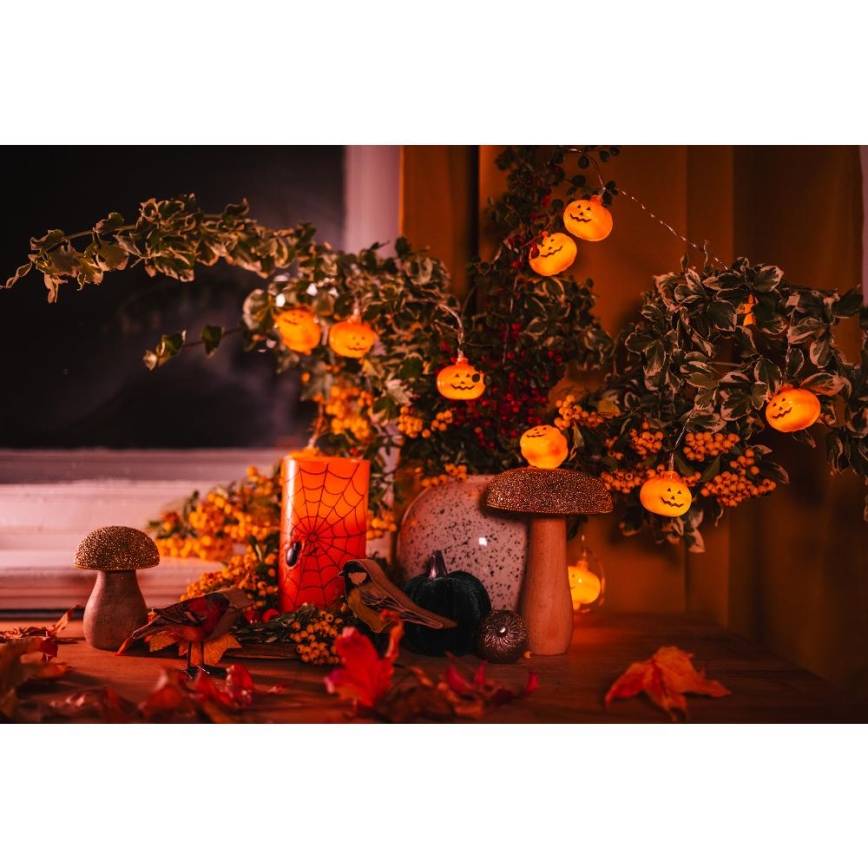 LED dekoratiivne kett HALLOWEEN 20xLED/3xAA/soe valge 3,3m kõrvitsad