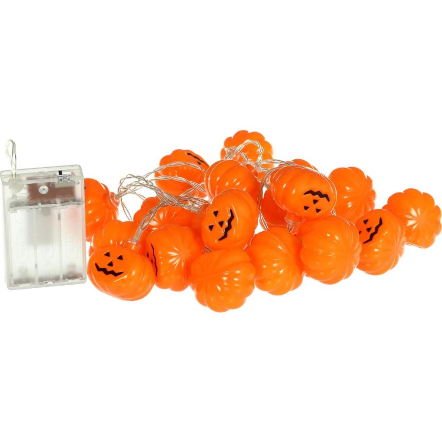 LED dekoratiivne kett HALLOWEEN 20xLED/3xAA/soe valge 3,3m kõrvitsad