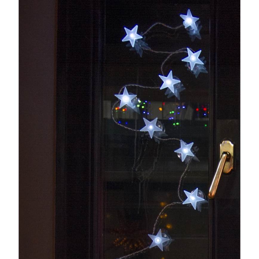 LED dekoratiivne valguskett iminappadega 10×LED/2×AA 1,8 m külmvalge