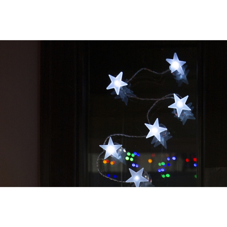 LED dekoratiivne valguskett iminappadega 10×LED/2×AA 1,8 m külmvalge