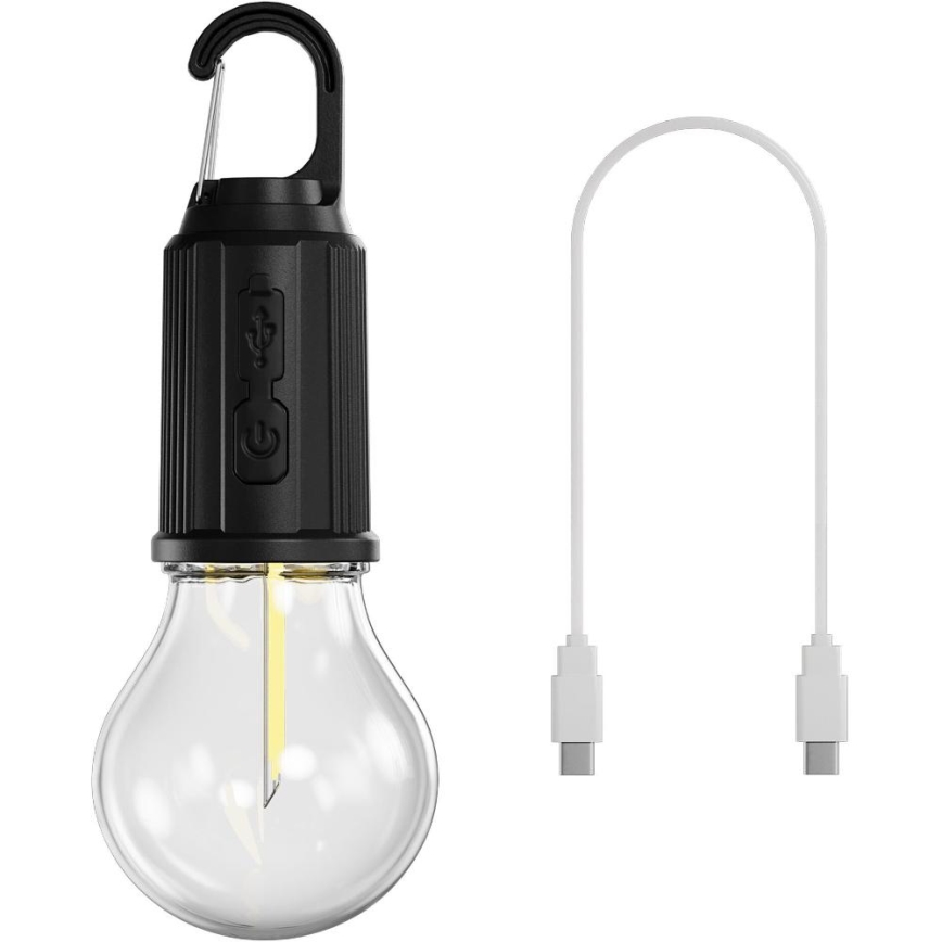 Retlux - LED Hämardatav laetav taskulamp LED/0,3W/USB 400 mAh IP44 must