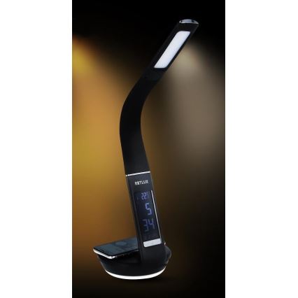 LED Hämardatav laualamp juhtmevaba laadimisega Qi 5W ja ekraan LED/6W/230V 3000/4000/6000K must