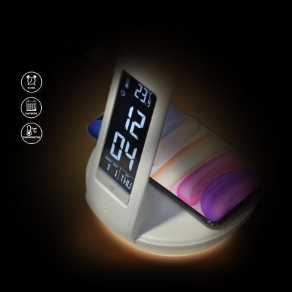 LED Hämardatav laualamp juhtmevaba laadimisega Qi 5W ja ekraan LED/6W/230V 3000/4000/6000K valge