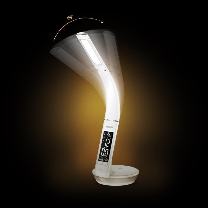 LED Hämardatav laualamp juhtmevaba laadimisega Qi 5W ja ekraan LED/6W/230V 3000/4000/6000K valge