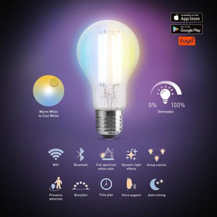 LED Hämardatav pirn FILAMENT A60 E27/7W/230V 2700-6500K Wi-Fi Tuya