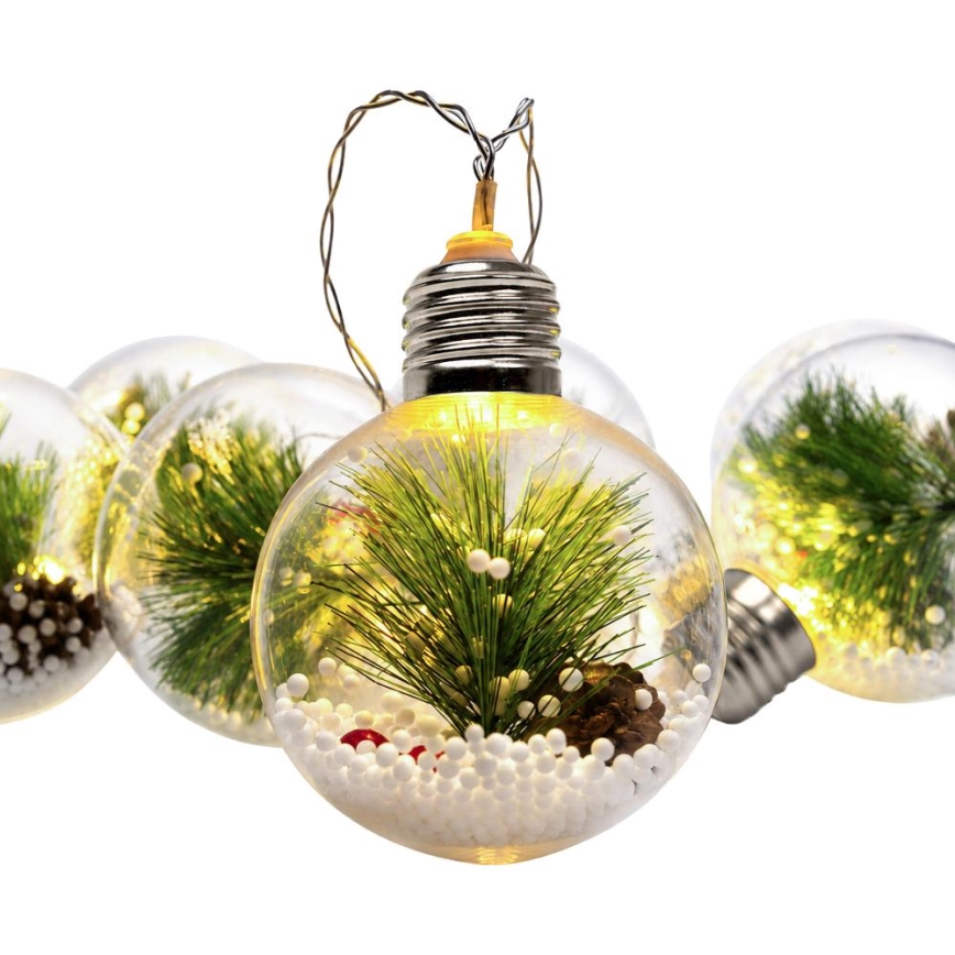 LED jõulukett 10xLED/3xAAA/soe valge 2,1m pallid