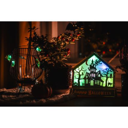 LED Kaunistus HALLOWEEN LED/2xAA/mitmevärviline kummitusmaja