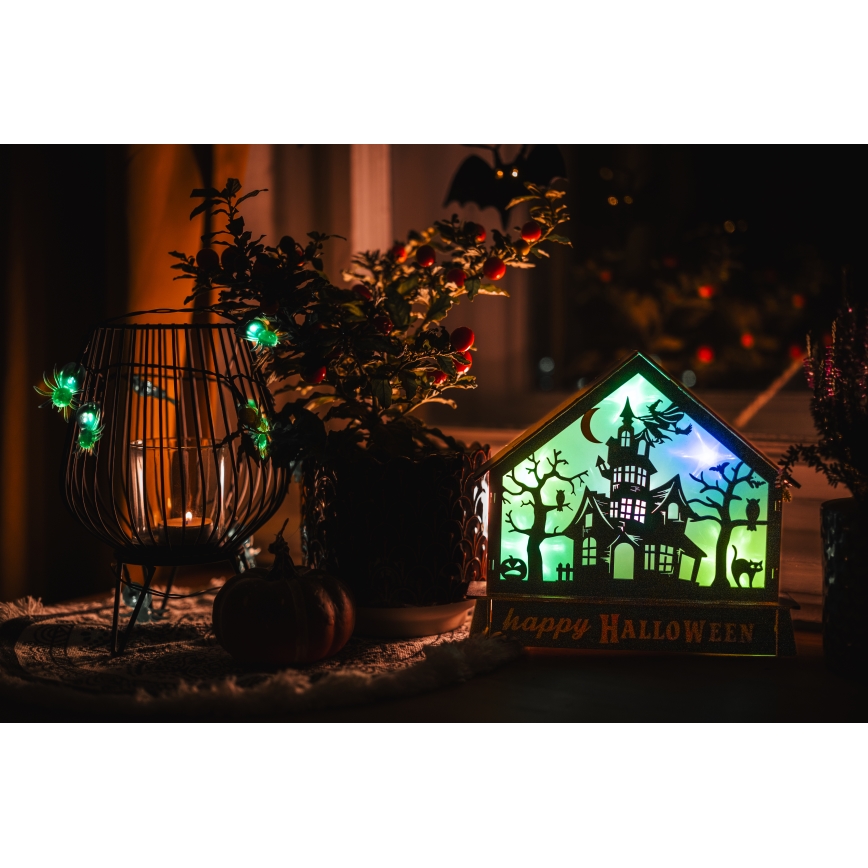 LED Kaunistus HALLOWEEN LED/2xAA/mitmevärviline kummitusmaja
