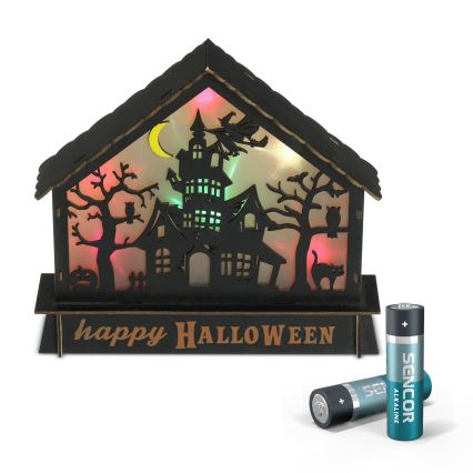 LED Kaunistus HALLOWEEN LED/2xAA/mitmevärviline kummitusmaja