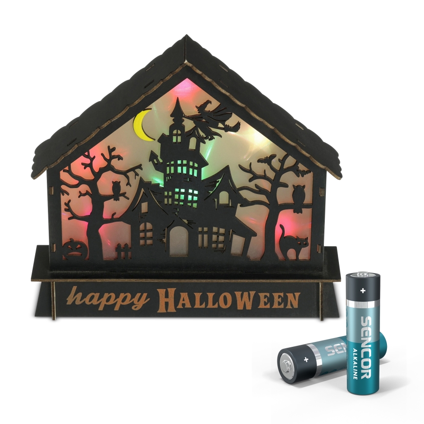 LED Kaunistus HALLOWEEN LED/2xAA/mitmevärviline kummitusmaja