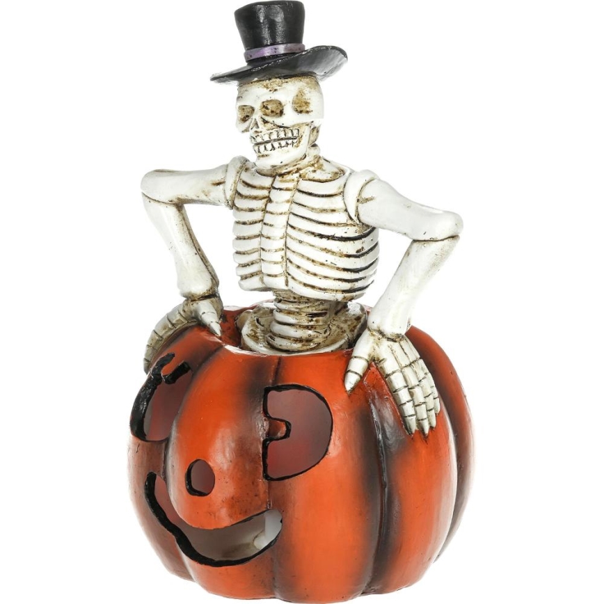 LED Kaunistus HALLOWEEN LED/2xLR44/soe valge luukere kõrvitsa sees vaik