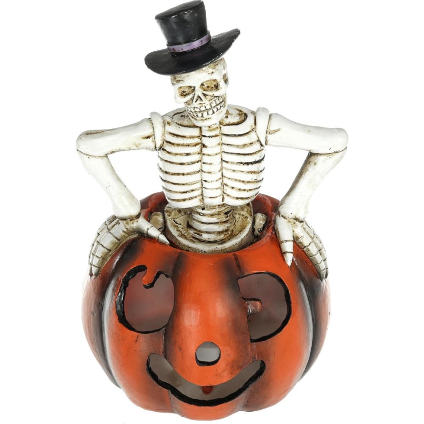 LED Kaunistus HALLOWEEN LED/2xLR44/soe valge luukere kõrvitsa sees vaik