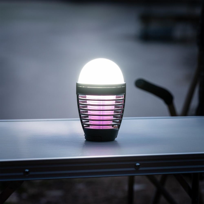 Retlux - LED laetav kaasaskantav lamp putukalõksuga LED/5W/1800 mAh IP44 must