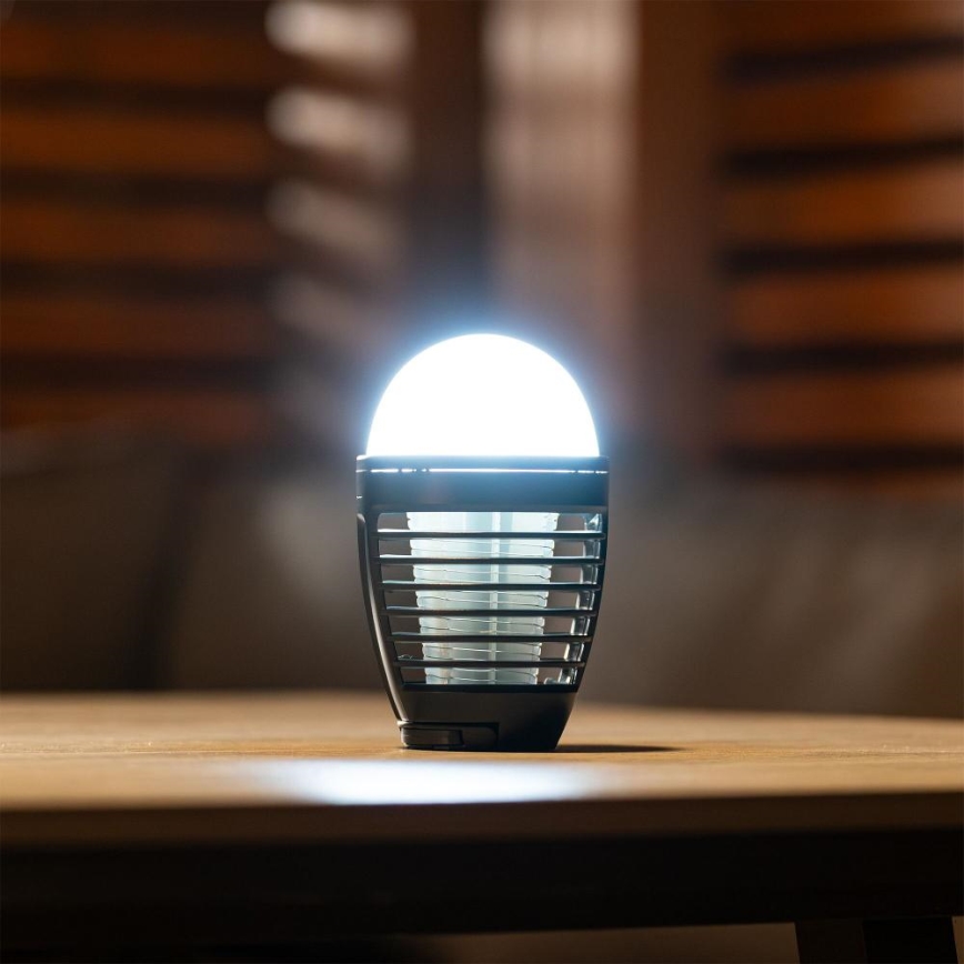Retlux - LED laetav kaasaskantav lamp putukalõksuga LED/5W/1800 mAh IP44 must
