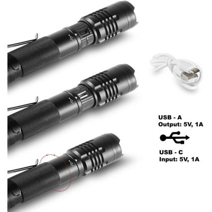 LED Laetav taskulamp alumiiniumist koos akupanga funktsiooniga LED/2000 mAh 1000 lm IP22