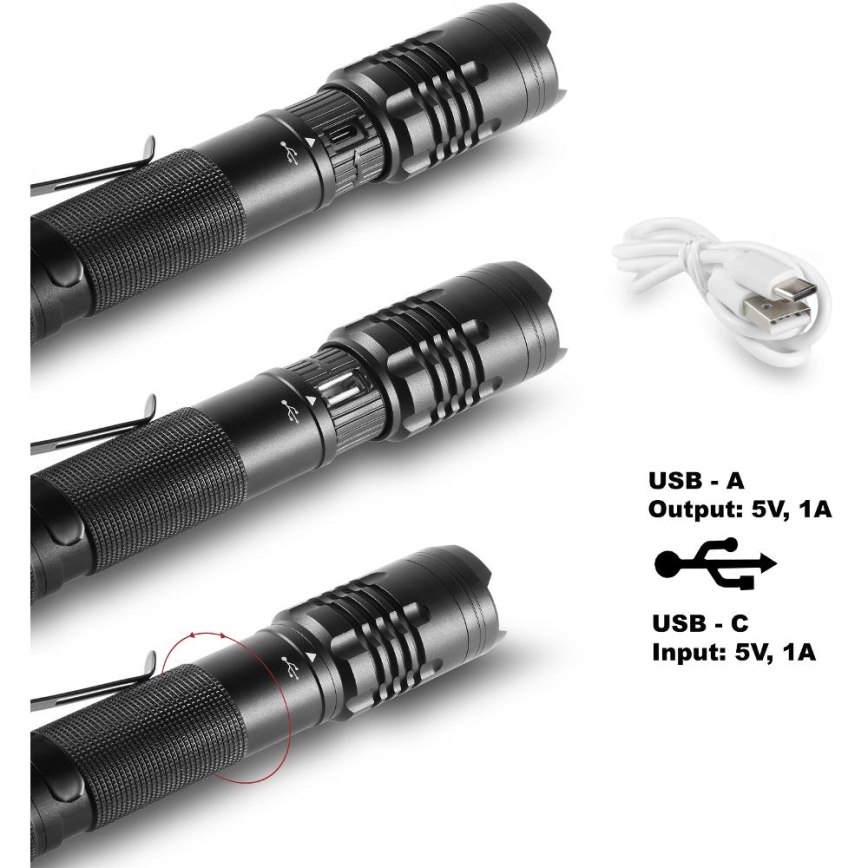 LED Laetav taskulamp alumiiniumist koos akupanga funktsiooniga LED/2000 mAh 1000 lm IP22