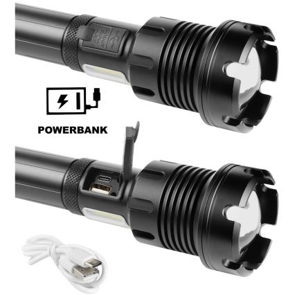 LED Laetav taskulamp alumiiniumist koos akupanga funktsiooniga LED/4400 mAh 2200 lm IP44