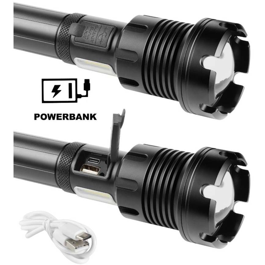 LED Laetav taskulamp alumiiniumist koos akupanga funktsiooniga LED/4400 mAh 2200 lm IP44