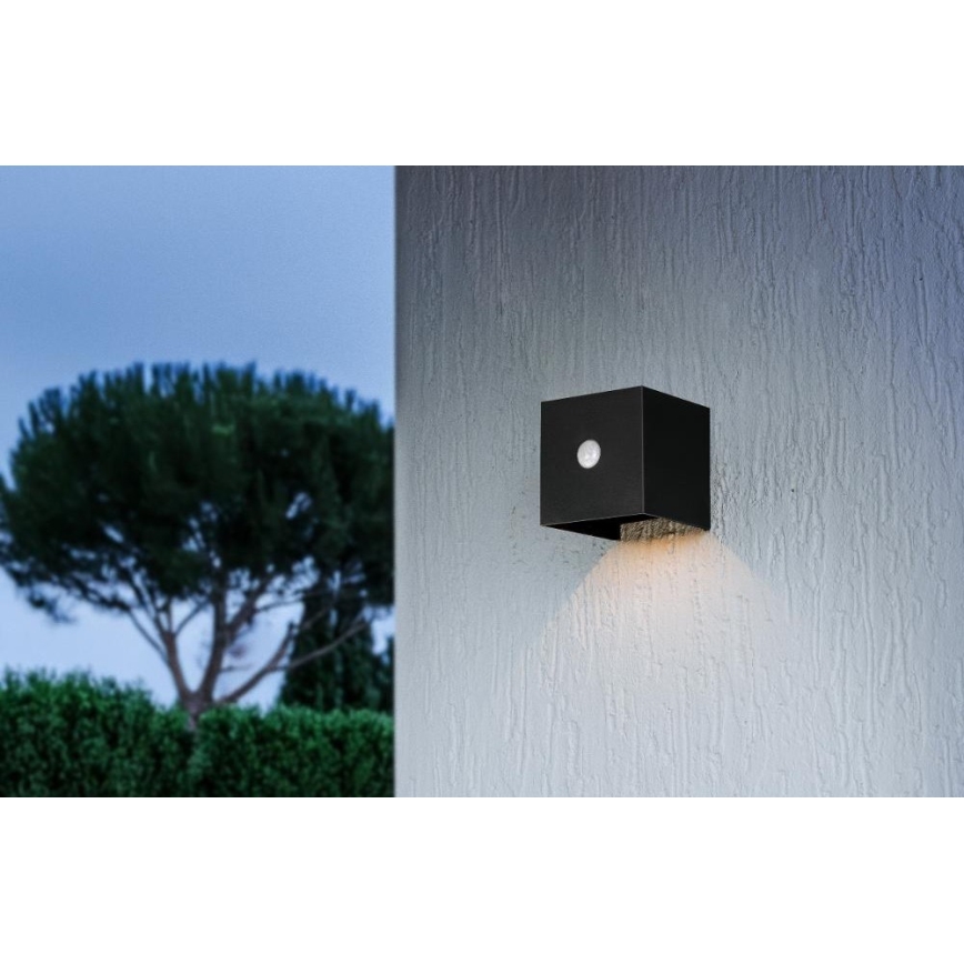 Retlux - LED-päikesepaneeliga seinavalgusti anduriga LED/1W/3,7V 1200 mAh IP44 must