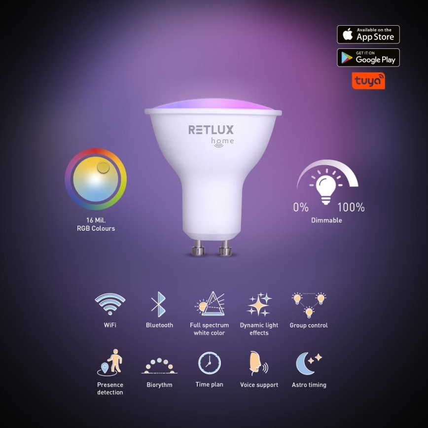 LED RGBW Hämardatav pirn MR16 GU10/4,5W/230V 2700-6500K Wi-Fi Tuya