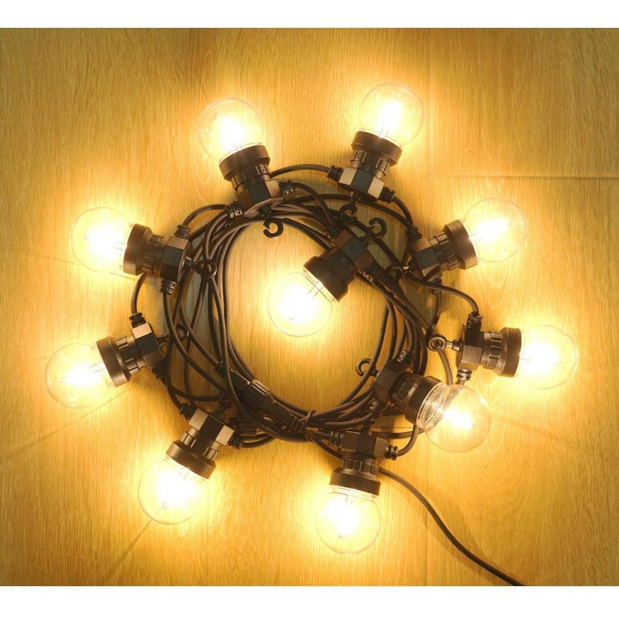 LED Väli dekoratiivne kett GARLAND G45 10xE27/230V 8m IP44 soe valge