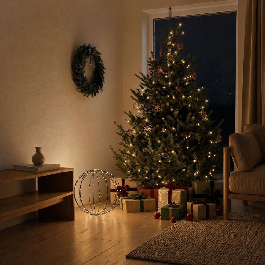 Välistingimustes kasutatav LED-jõulukaunistus LED/2,1W/230V läbimõõt 40 cm IP44 soe valge