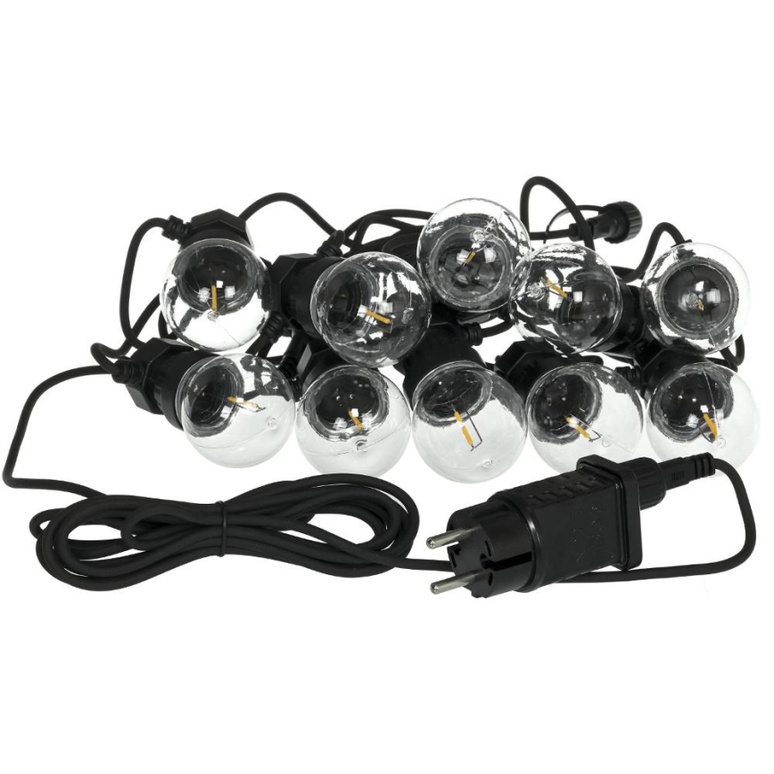 LED välistingimustes kasutatav dekoratiivne valguskett GIRLANDA G45 10xE27/230V 8m IP44 soe valge