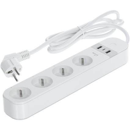 Nutikas pikendus kaabel lülitiga 4Z Tüüp E + 2x USB-A + 1x USB-C 1,5m Wi-Fi Tuya valge