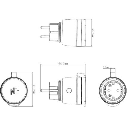 Nutikas väli pistik 3680W/230V/Tüüp F SCHUKO/16A Wi-Fi IP44
