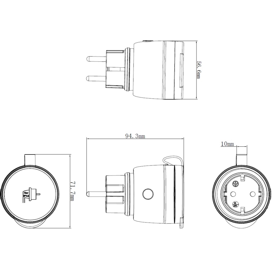 Nutikas väli pistik 3680W/230V/Tüüp F SCHUKO/16A Wi-Fi IP44
