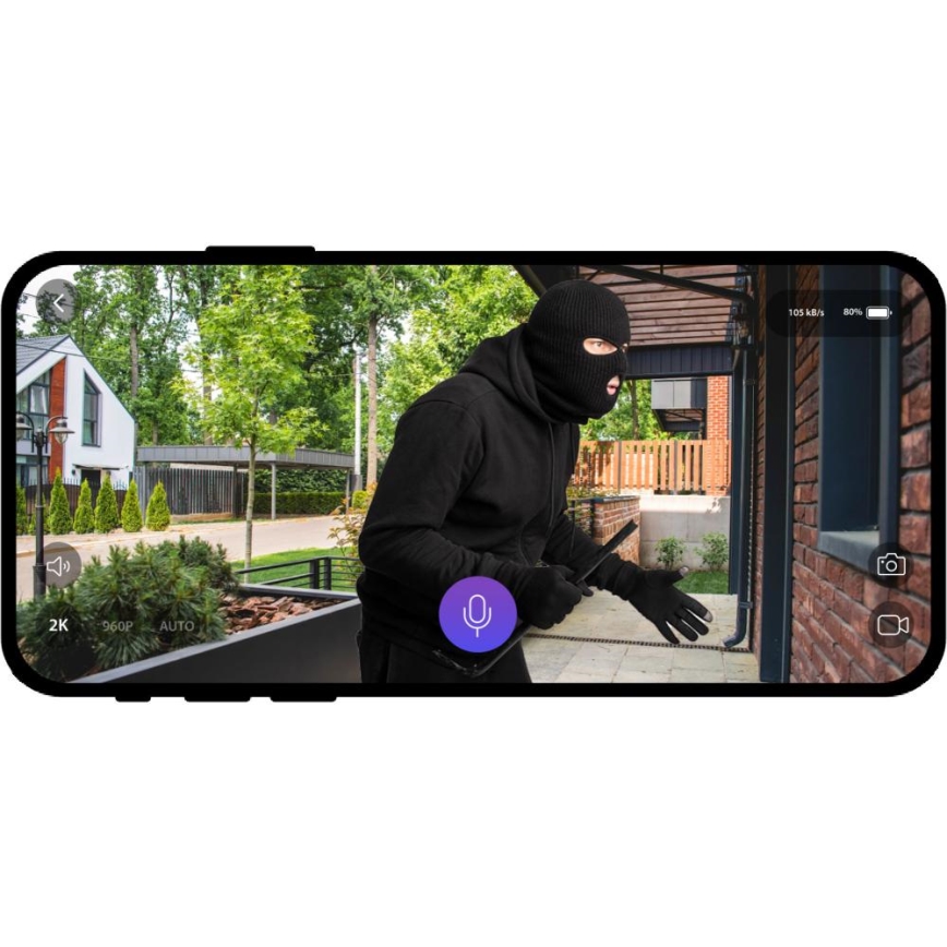 Videoga uksekell liikumisanduriga 5MPx 1440p 5200 mAh Wi-Fi IP65 antratsiit