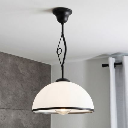 RETRO-stiilis laelamp varrega, 1xE27/60W/230V, must/valge