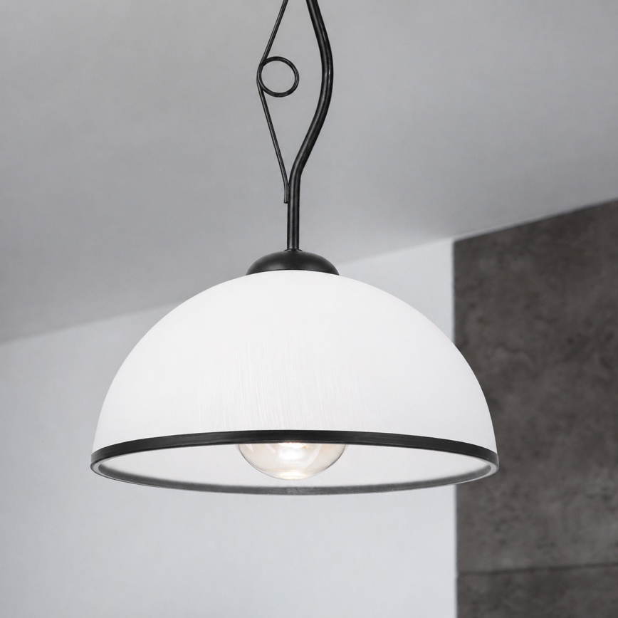 RETRO-stiilis laelamp varrega, 1xE27/60W/230V, must/valge