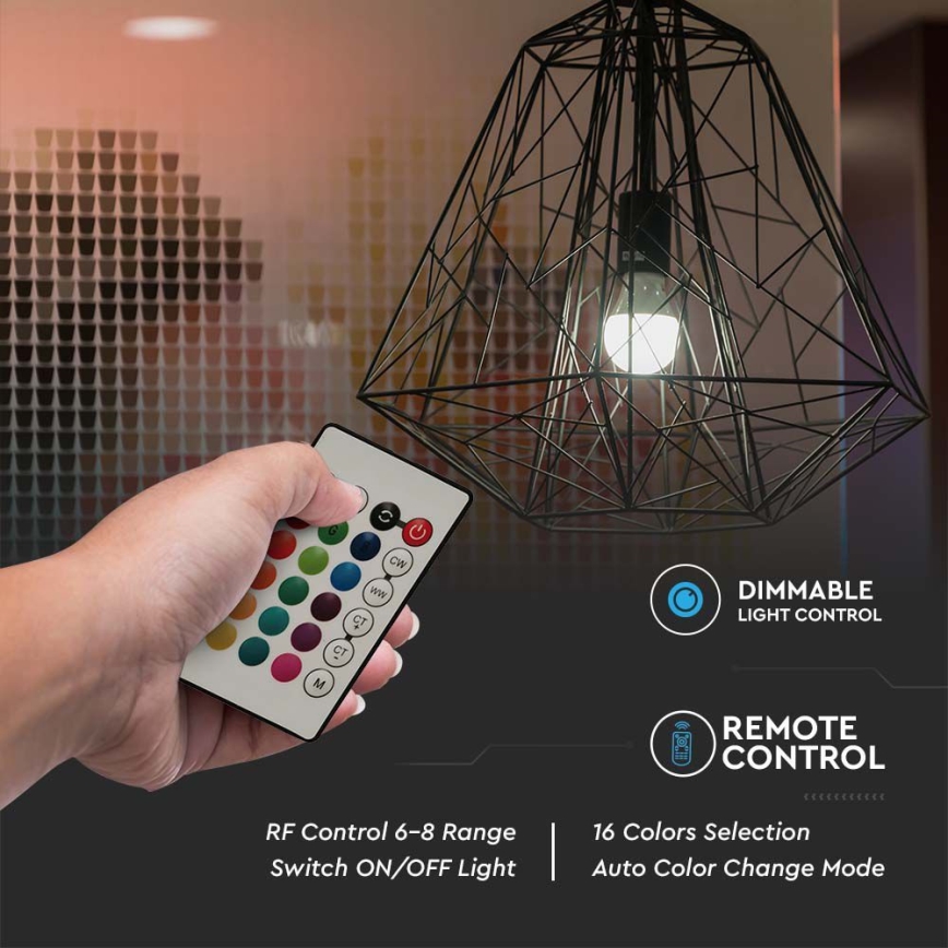 RGB LED Hämardatav pirn A60 E27/8,5W/230V 4000K + kaugjuhtimispult