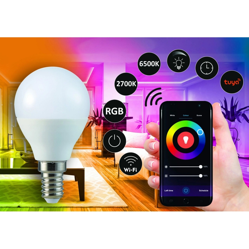 RGB LED Hämardatav pirn G45 E14/5,5W/230V 3000-6500K Wi-fi Tuya