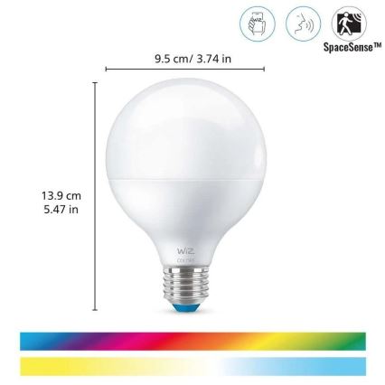 RGB LED Hämardatav pirn G95 E27/11W/230V 2200-6500K Wi-Fi - WiZ