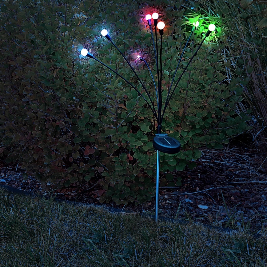 RGB LED Päikesepaneeliga valgusti FIORINI 8xLED/1,2V 600mAh IP44 must