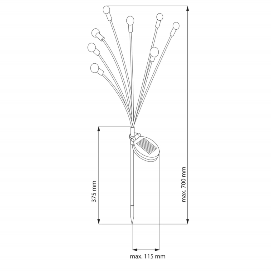 RGB LED Päikesepaneeliga valgusti FIORINI 8xLED/1,2V 600mAh IP44 must