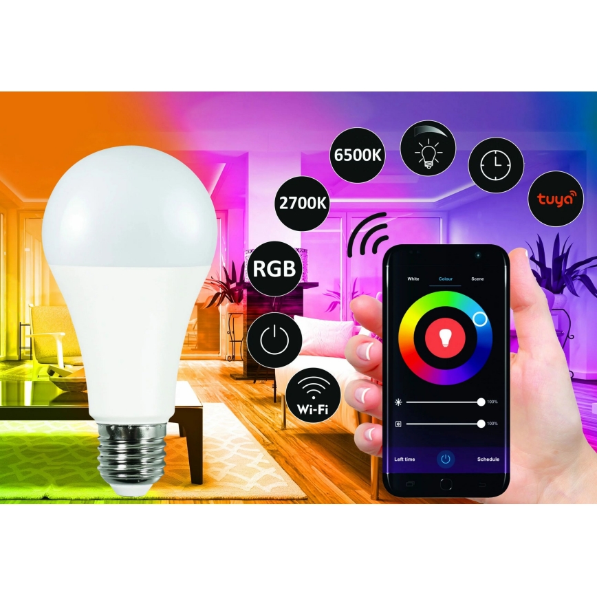 RGBW LED Hämardatav pirn A65 E27/11W/230V 2700-6500K Wi-Fi Tuya
